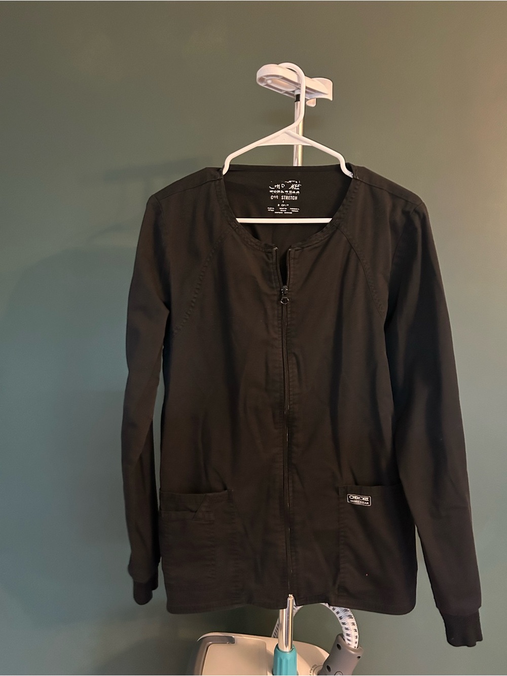 Cherokee Black Zip Front Workwear Top